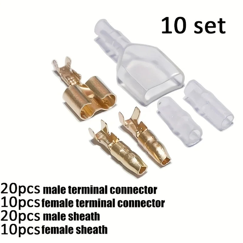 Terminal Bala Doble Confucio 4.0mm con Manguito Aislante Resorte para Conector Cable Eléctrico Auto (Set 10 Unidades)