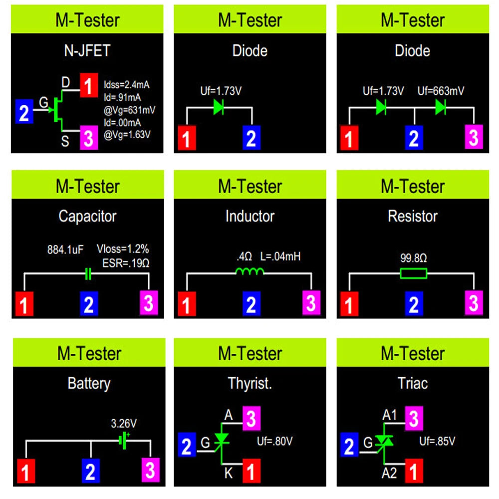 Tester Transistor LCR Multifunción (TC1/T7) - Pantalla TFT, Medidor Diodo, Triodo, Capacitor, Resistencia (MOSFET/NPN/PNP/TRIAC)