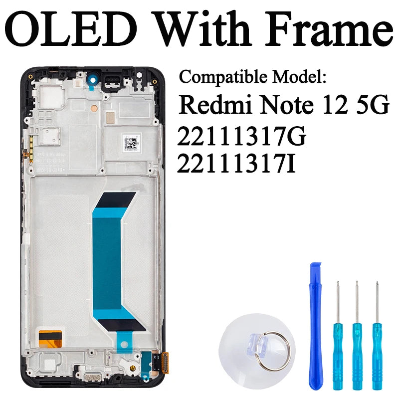 23021RAAEG 22111317I Premium Lcd For Xiaomi Redmi Note 12 4G Display Touch Screen Digitizer Panel Assembly For Redmi Note 12 5G