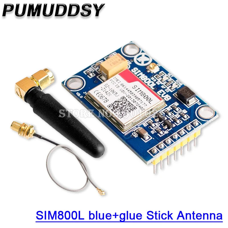 Módulo GSM/GPRS SIM800L (Quad-Band) con Antena PCB y Placa Micro SIM para Arduino (Rojo/Azul)