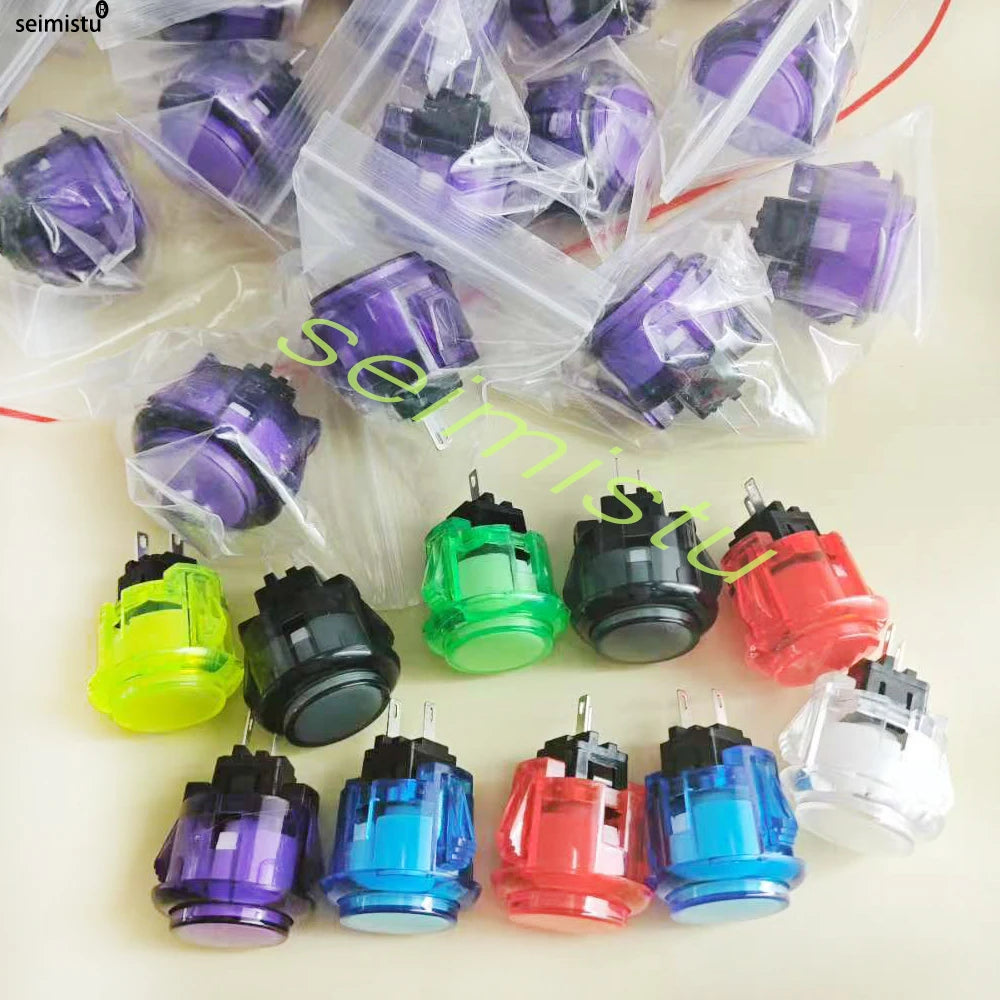 Botón Pulsador Transparente (24mm/30mm) Copia Sanwa OBS-C para Consola Videojuegos/Hitbox/Arcade PC Neo Geo (10 Unidades)