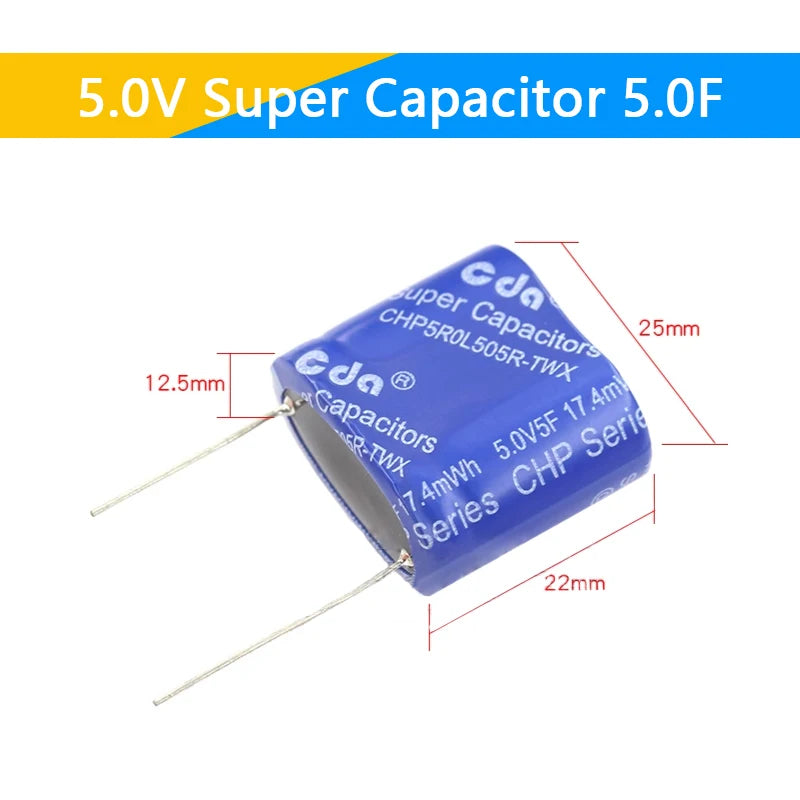 Supercapacitor Farad Tipo Combinación (0.22F-50F, 5.5V) - Unidad (Especificar Valor)