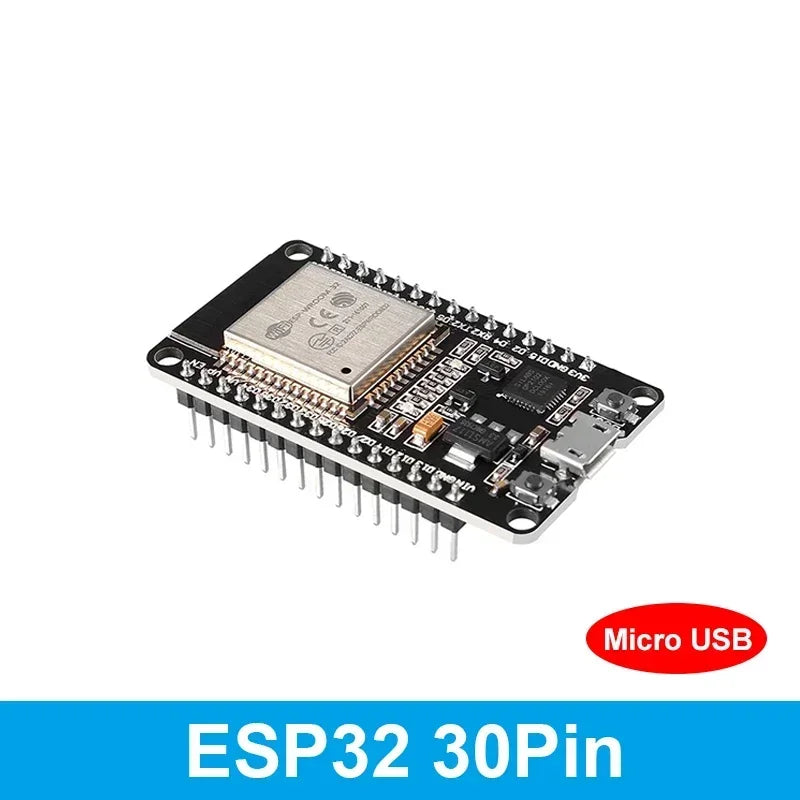 Placa Desarrollo ESP32 (30/38 Pines, ESP32-WROOM-32D/32U/32S) Módulo Inalámbrico WiFi + Bluetooth Doble Núcleo Bajo Consumo