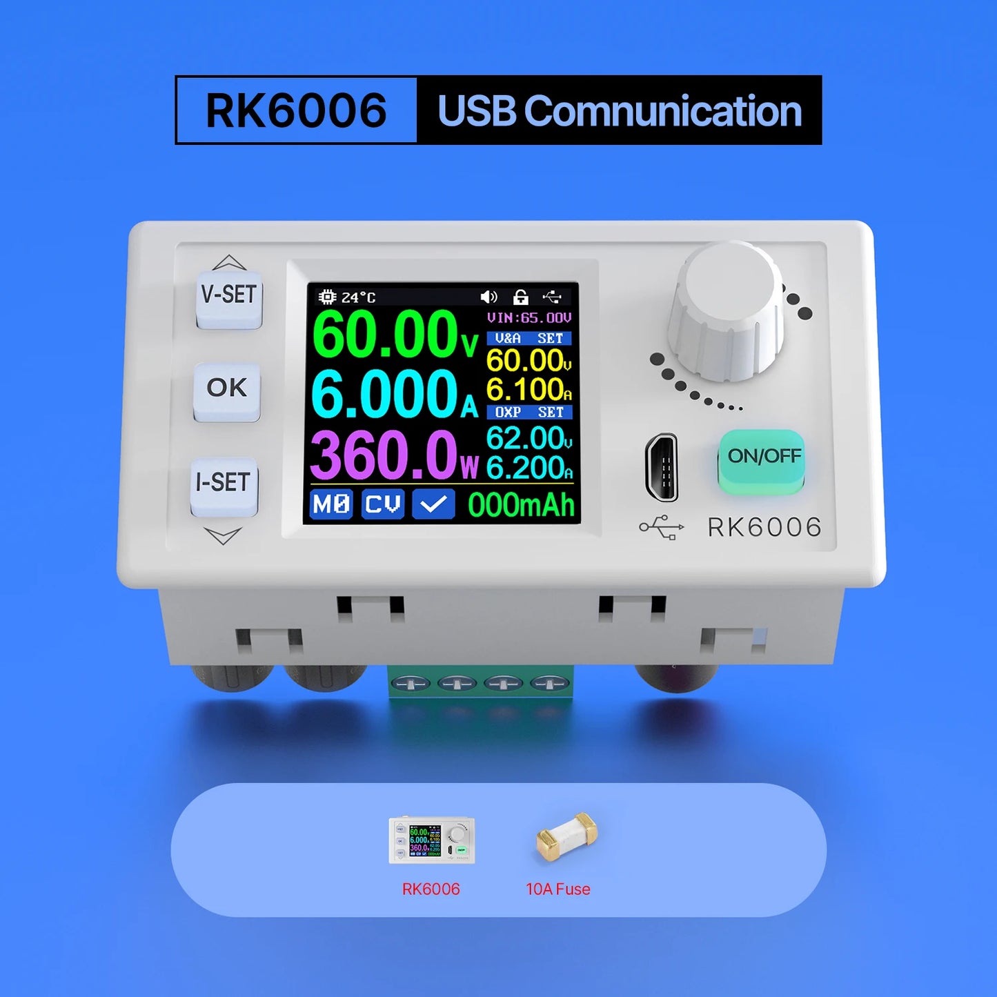 Fuente Alimentación Laboratorio RD-RK6006 / RK6006-BT DC 60V 6A Comunicación Buck Ajustable 4 Dígitos