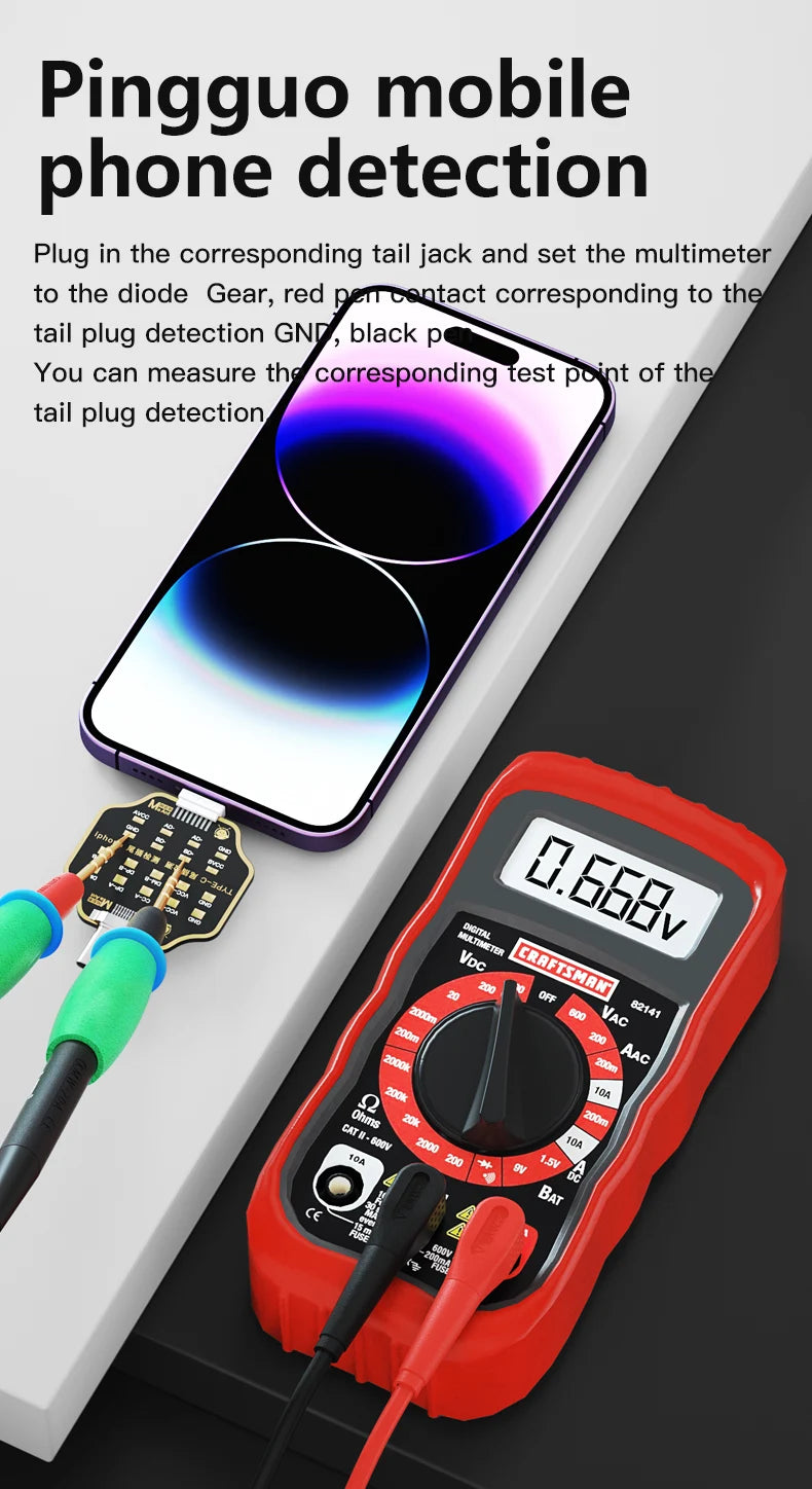 Placa PCB Test Micro USB / Tipo-C - Tester Flex Carga Dock para iPhone (U2) / Android