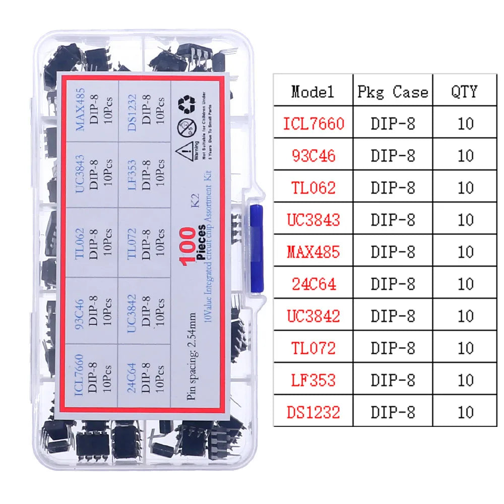 Kit Surtido Chips IC Lógica CMOS (Series 4000/4500/74HC/74LS) con Zócalos