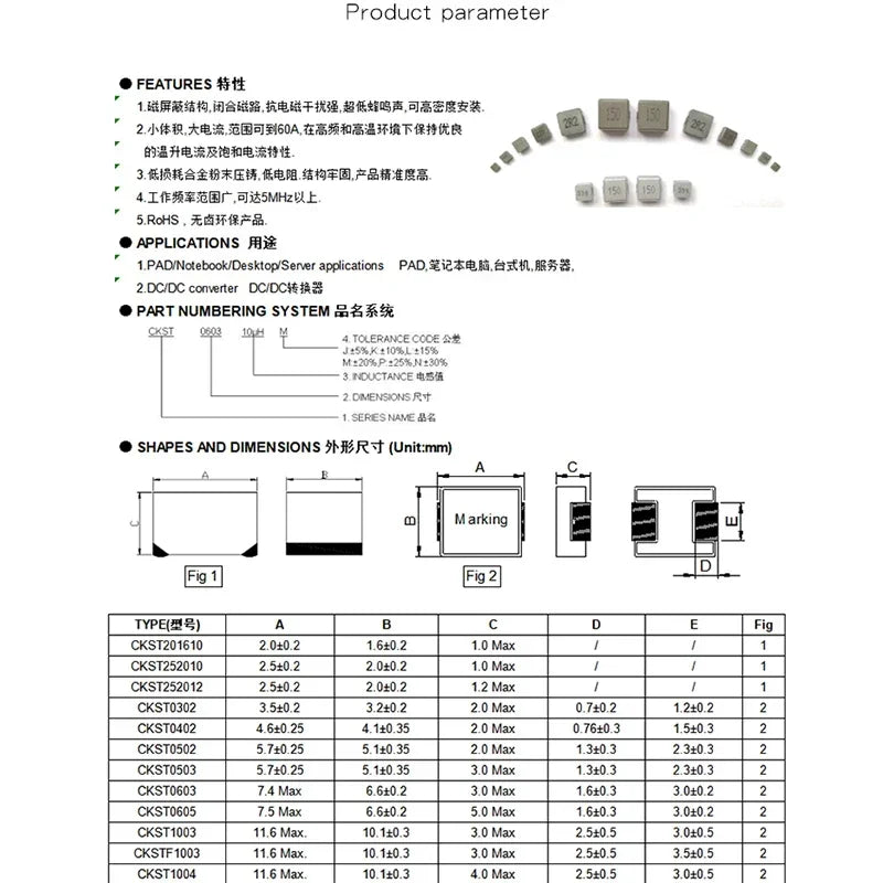Inductor Potencia Moldeado SMD (0420-0650) - Varios Valores (1uH a 47uH) - Lote 10 Piezas