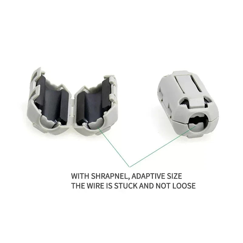 Filtro Ferrita Clip Snap Anti-Interferencia EMI/RFI Negro - Varios Diámetros (3.5mm a 15mm) - Lote 20-100 Piezas