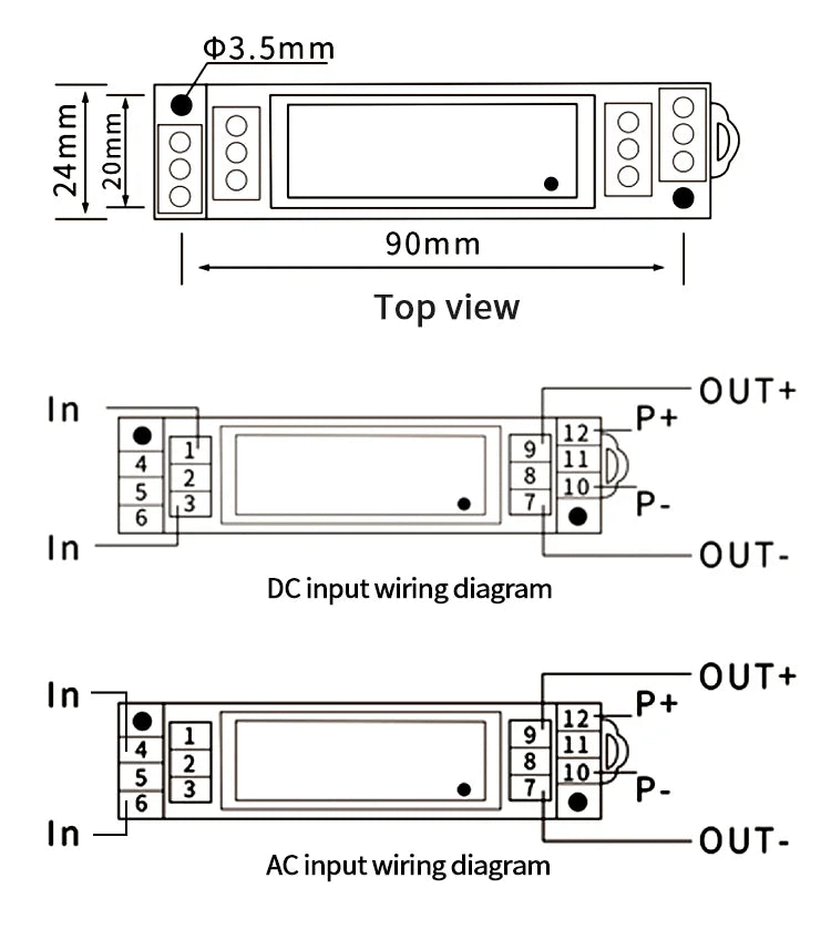 Transductor Voltaje DC 0-100V/200V/500V a RS485/4-20mA/Relay / Sensor Voltaje AC DC24V