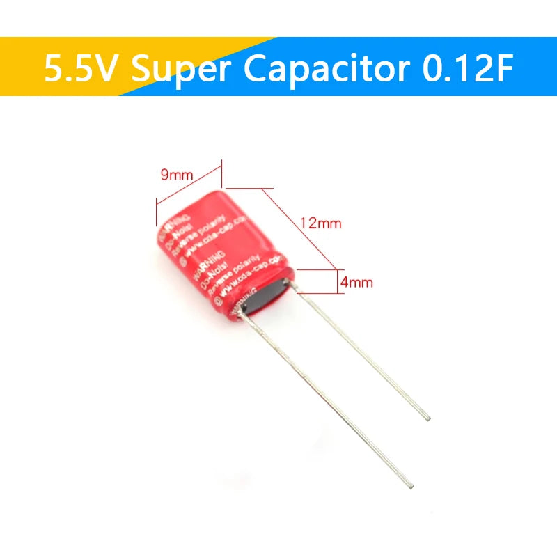 Supercapacitor Farad Tipo Combinación (0.22F-50F, 5.5V) - Unidad (Especificar Valor)
