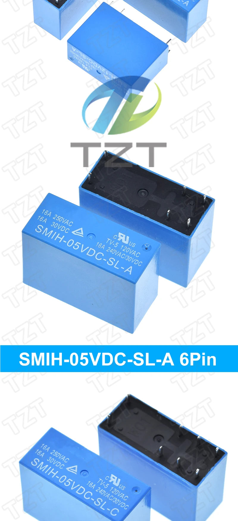 Relé Potencia SMIH 6/8-Pin 16A 250V - Bobina (5V/12V/24V DC) Contacto SL-A/SL-C - Lote 1 Pieza