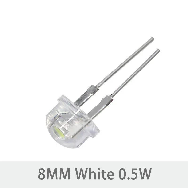 Diodo LED Sombrero Paja F8 (8mm) Super Brillante Blanco Cálido 0.5W / Blanco 0.3-0.75W / Azul / Verde / Rojo / Amarillo (20 Unidades)