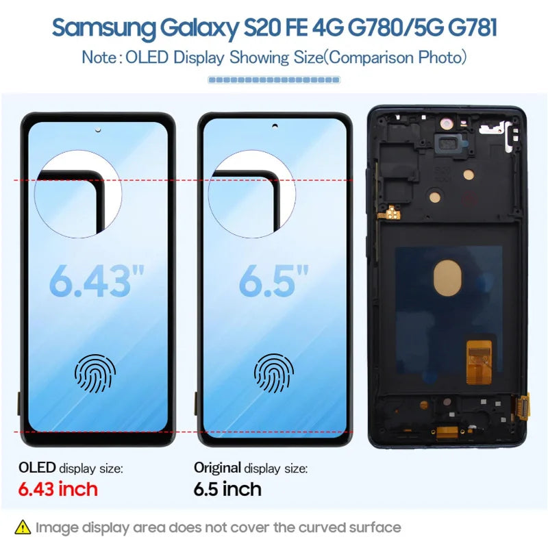 Pantalla AMOLED S20FE para Samsung S20 FE SM-G781 G7810 G781U G781B pantalla LCD MONTAJE DE digitalizador con pantalla táctil con marco