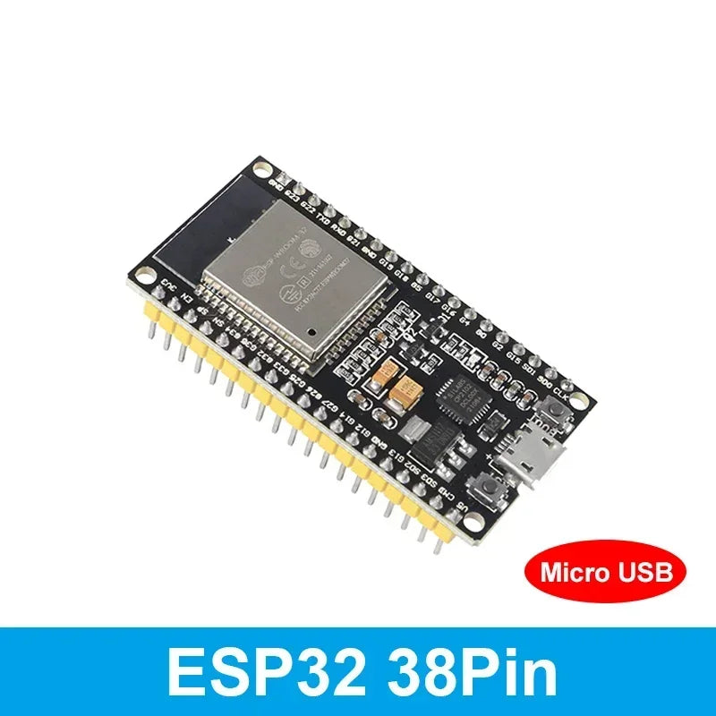 Placa Desarrollo ESP32 (30/38 Pines, ESP32-WROOM-32D/32U/32S) Módulo Inalámbrico WiFi + Bluetooth Doble Núcleo Bajo Consumo