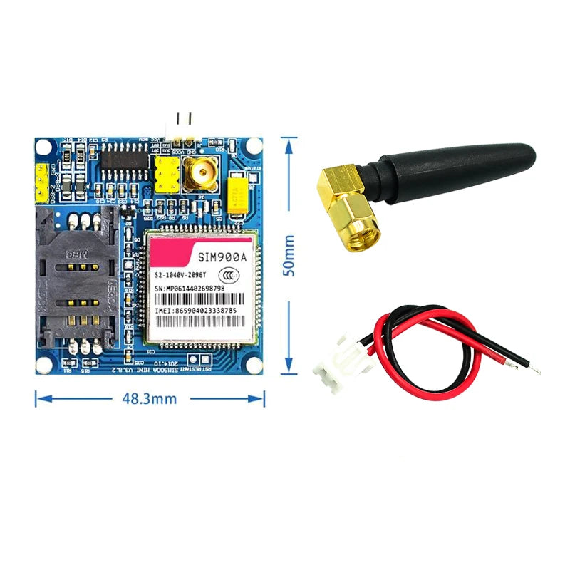 Kit Placa Módulo Transmisión Datos Inalámbrica GSM/GPRS SIM900A / SIM900 Mini V4.0 con Antena (C83)