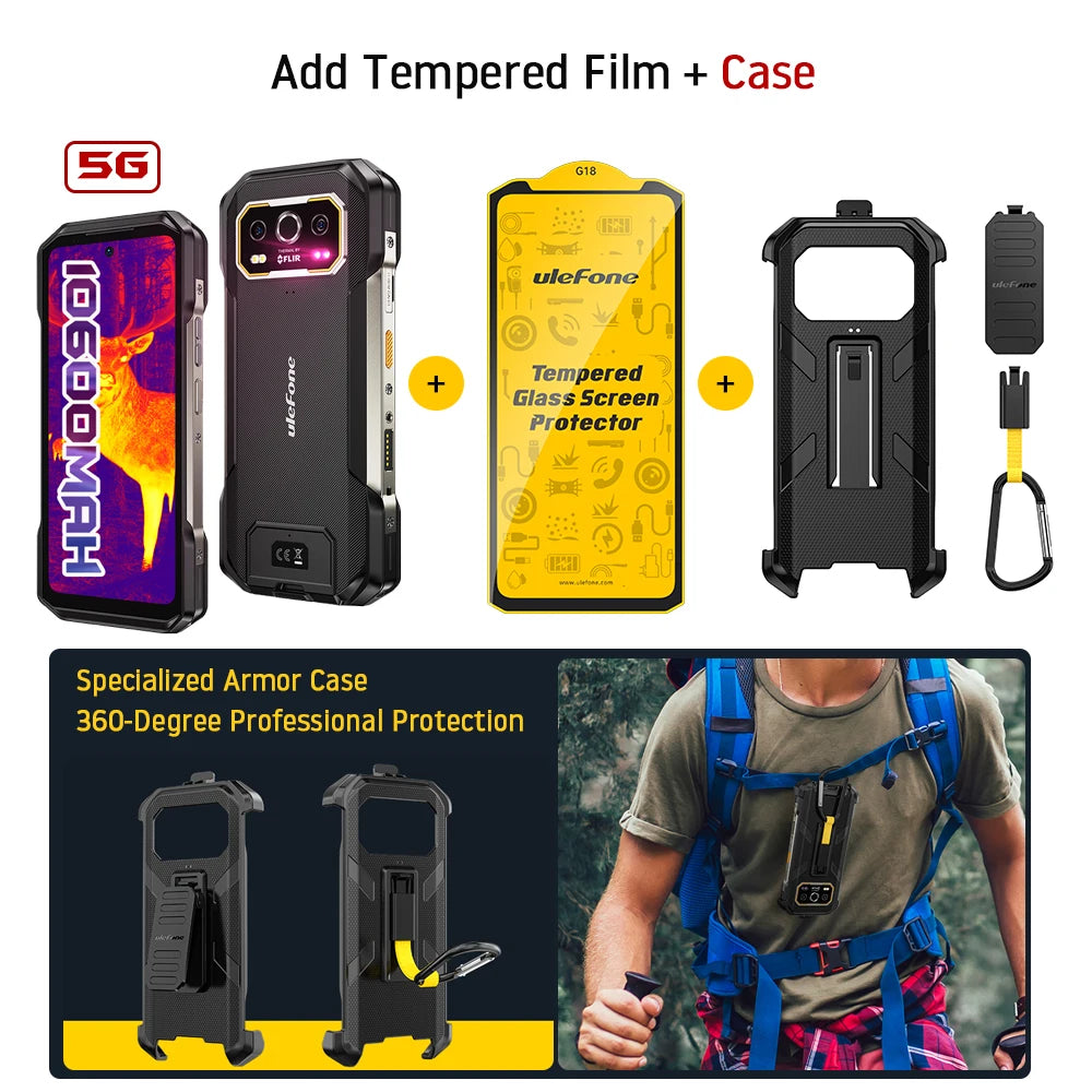 Celular Rugged Ulefone Armor 27T Pro 5G con Cámara Térmica FLIR® - 10600mAh, Android 14, 24GB/256GB, NFC