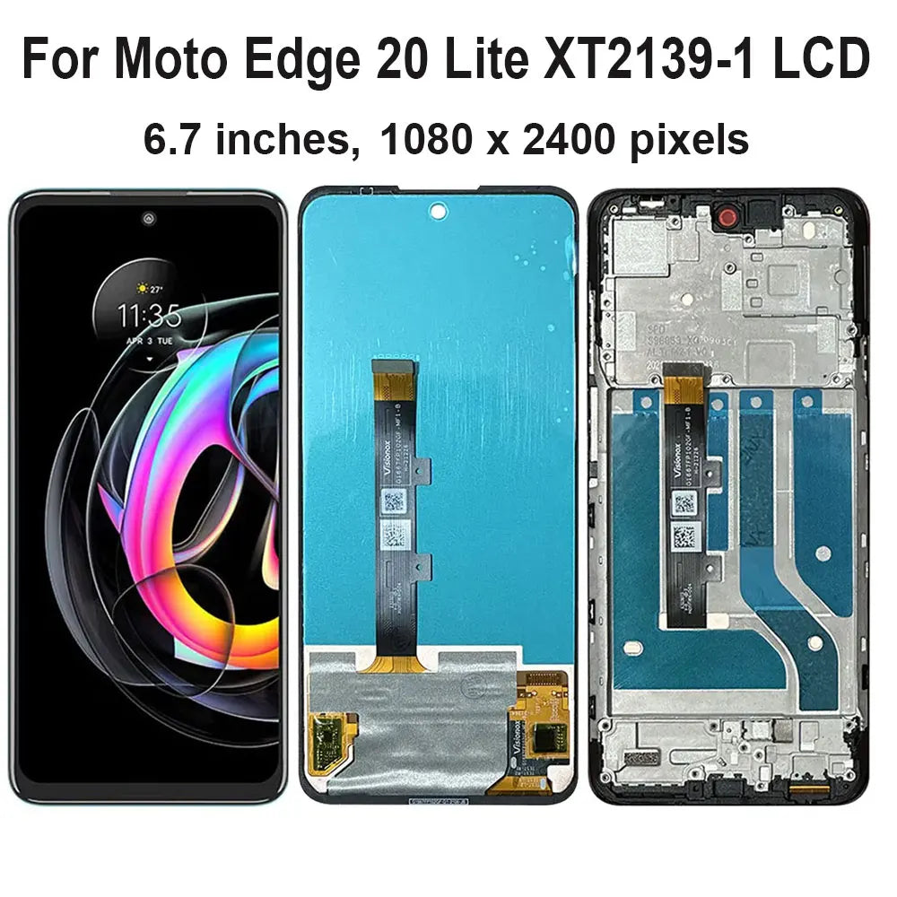 6.7“ OLED For Motorola Edge 20 Lite XT2139-1 LCD Display With Frame Touch Screen Digitizer Assembly For Moto Edge 20 Lite LCD