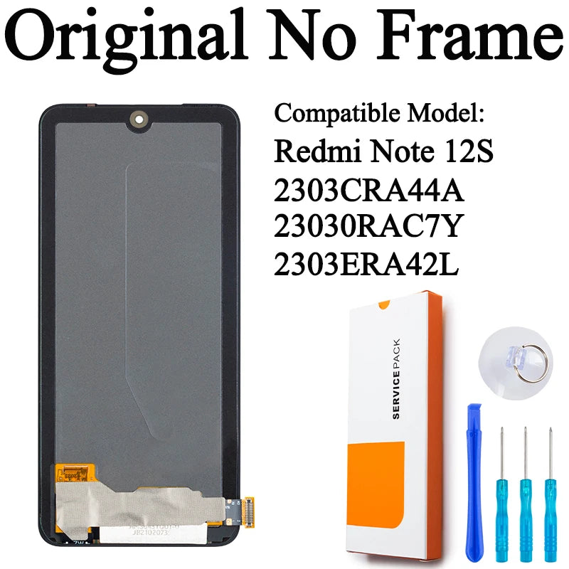 2303CRA44A 23030RAC7Y 2303ERA42L Premium Super AMOLED For Xiaomi Redmi Note 12S Display Touch Screen Digitizer Panel Assembly