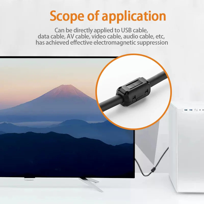 Filtro Ferrita Clip Snap Anti-Interferencia EMI/RFI Negro - Varios Diámetros (3.5mm a 15mm) - Lote 20-100 Piezas