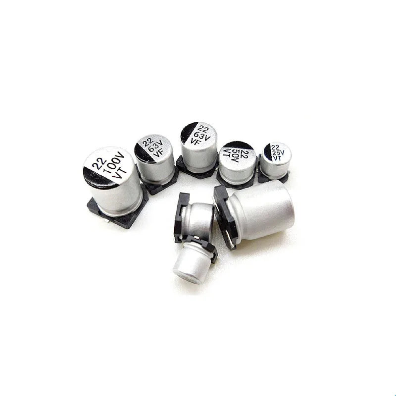 Capacitor Electrolítico Aluminio SMD (100uF, 6.3V-100V, Varios Tamaños) - Pack 20 Unidades (Valores Surtidos)