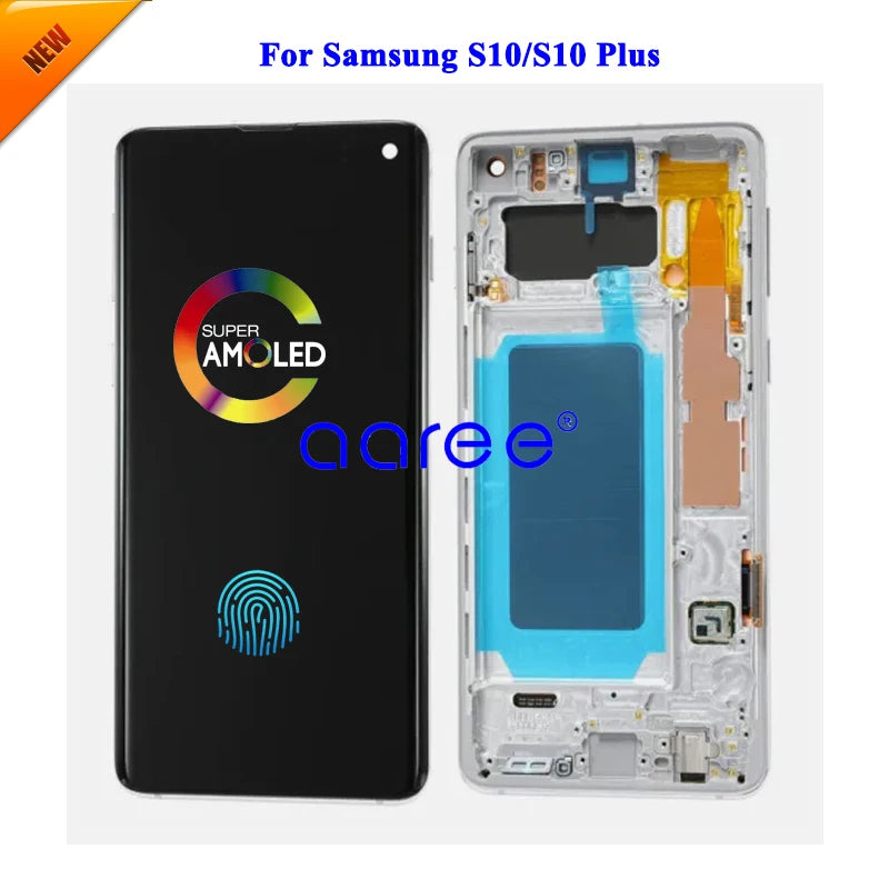 Pantalla LCD Super AMOLED para Samsung S10, G9730, S10 Plus, G9750, montaje de digitalizador táctil