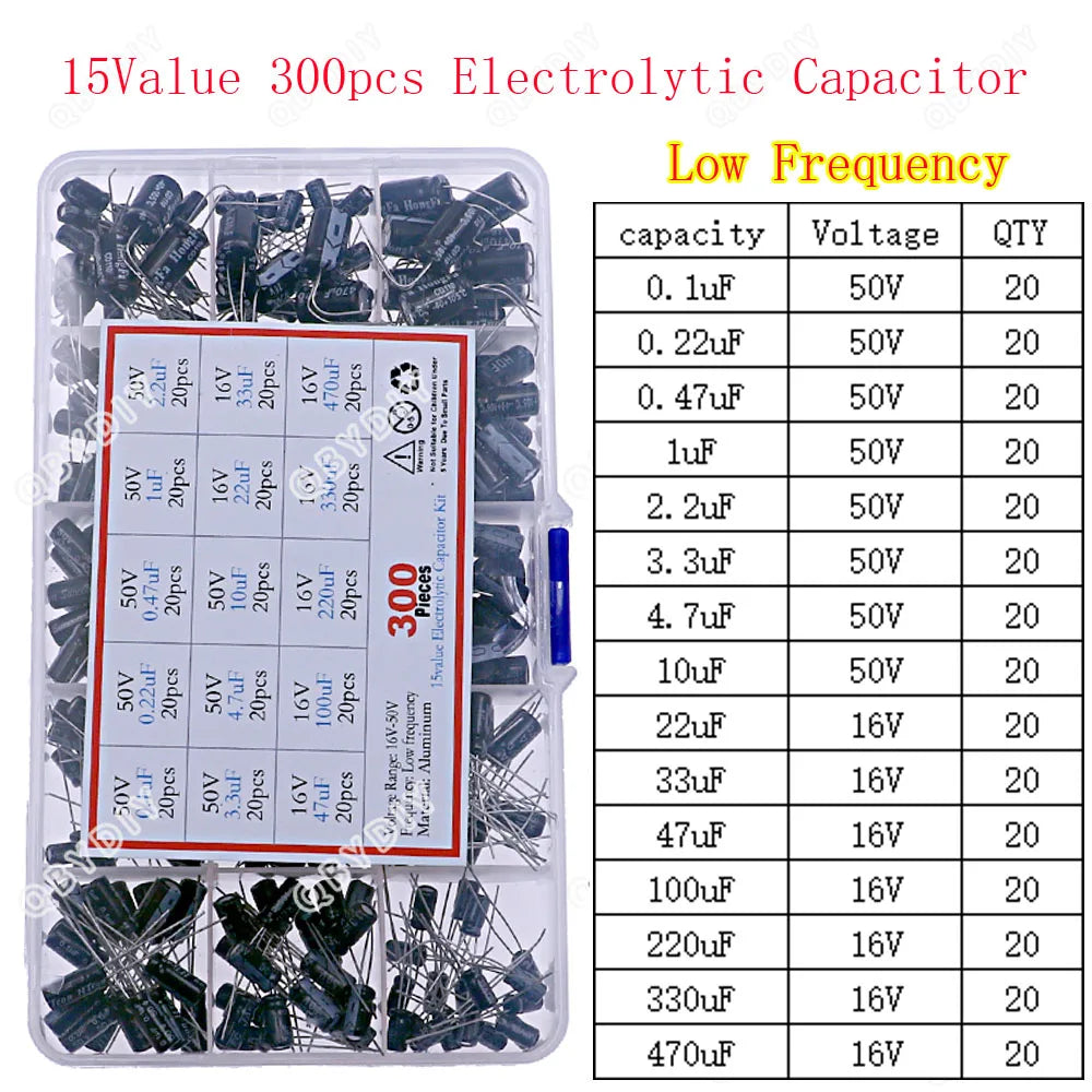 Kit Surtido Capacitores Electrolíticos DIP/SMD (1uF-1500uF, 16V-400V)