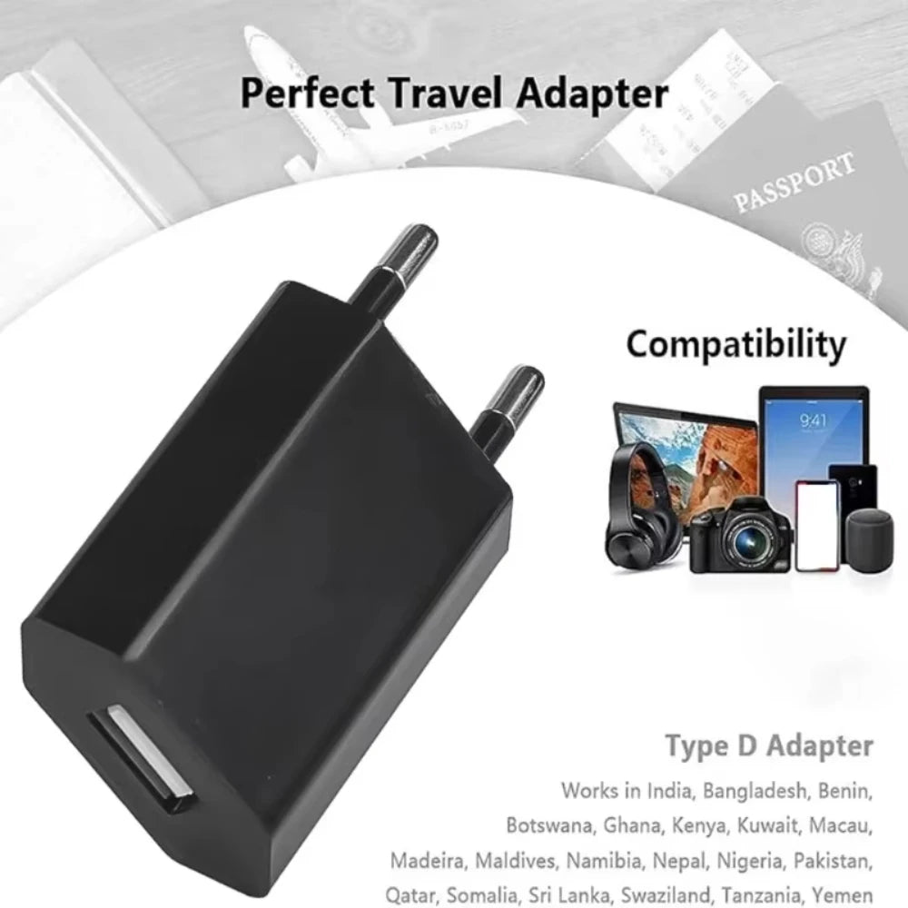 Cargador Pared USB NNBILI Universal 5V 1A (Enchufe EU) Adaptador Corriente para iPhone/iPad/Samsung/Xiaomi/Redmi/Huawei/Google (1/5 Unidades)