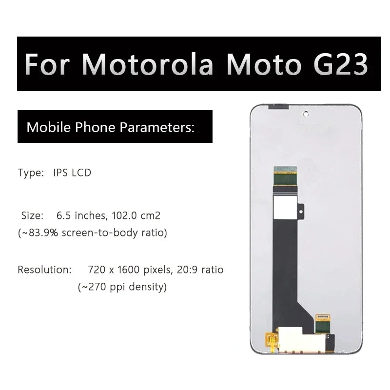 6.5" OEM LCD For Motorola Moto G13 G23 G53 G73 E13 XT2335-2 Display Touch Screen Digitizer Replacement With Frame