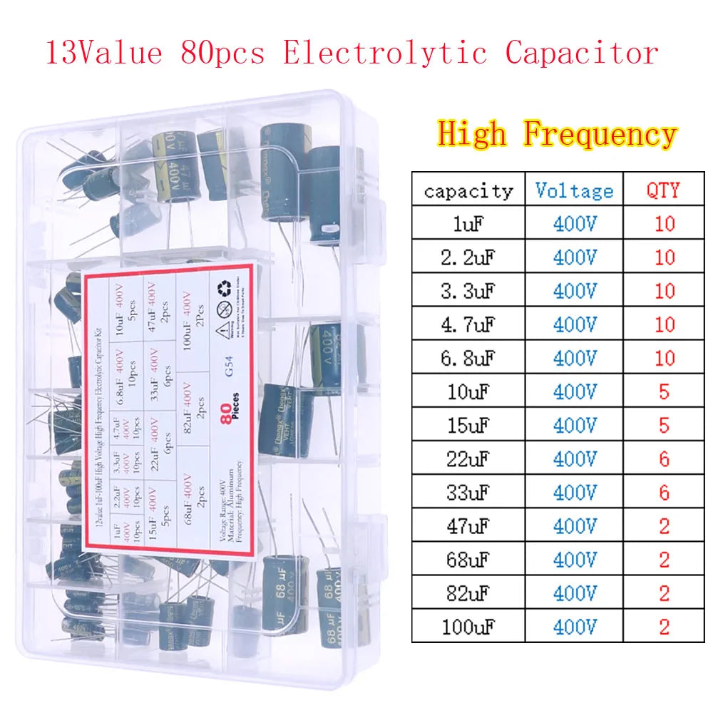 Kit Surtido Capacitores Electrolíticos DIP/SMD (1uF-1500uF, 16V-400V)