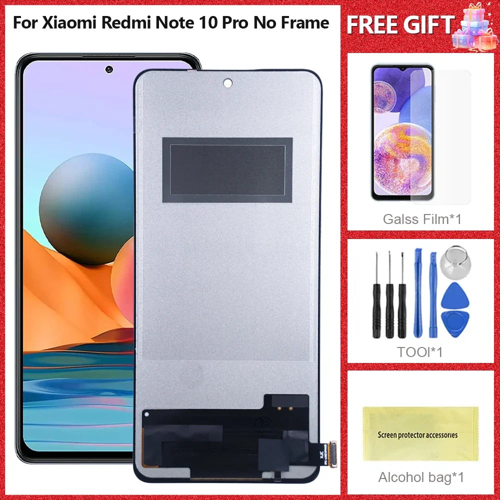 6.67" for Xiaomi Redmi Note 10 Pro LCD M2101K6G Display Touch Screen For Redmi Note10Pro LCD Display Frame Assembly
