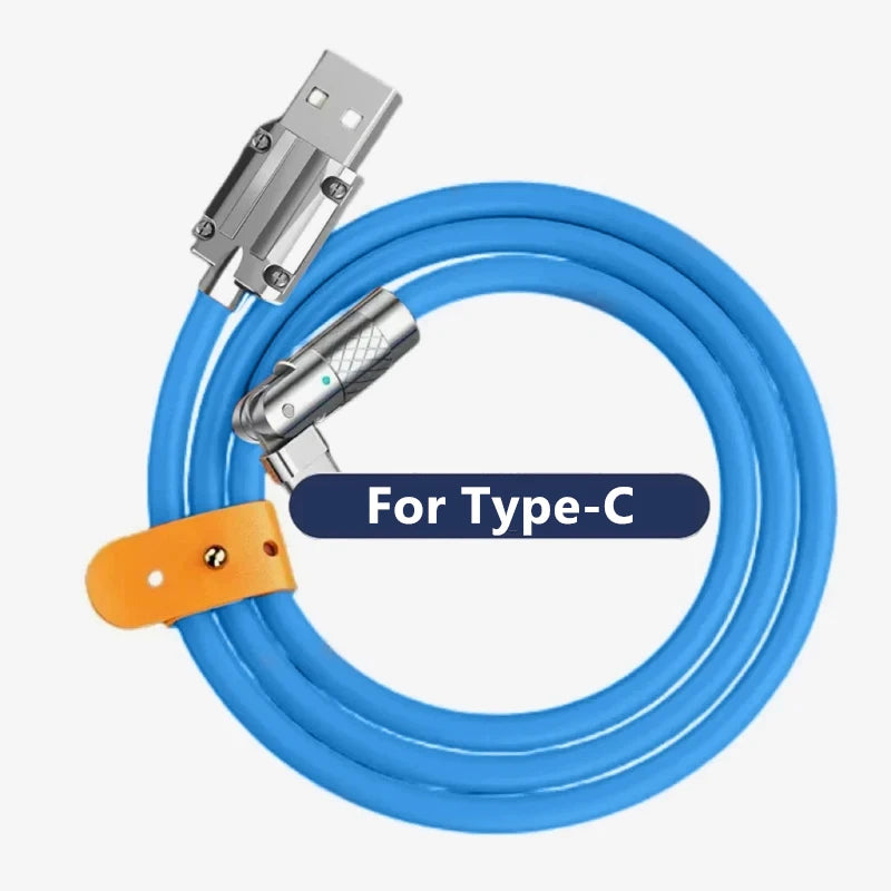 Cable USB Carga Rápida 120W 6A con Codo Rotatorio 180° para iPhone XS/11/12/13/Samsung/Huawei/Xiaomi/OPPO (Tipo C)