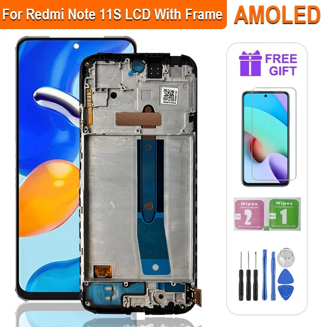 Super AMOLED LCD For Xiaomi Redmi Note 11 LCD 2201117TG LCD Display Touch Screen Digitizer Assembly For Redmi Note 11S LCD