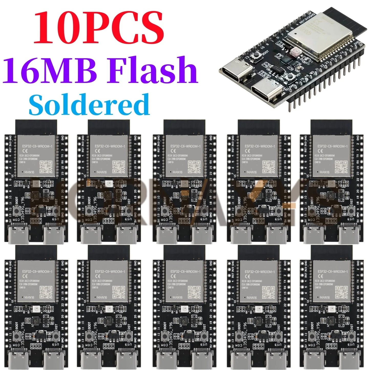 Placa Desarrollo ESP32-C6 Core (N4/N8/N16, 4/8/16MB) WiFi 6, Bluetooth, Zigbee compatible Nano Arduino