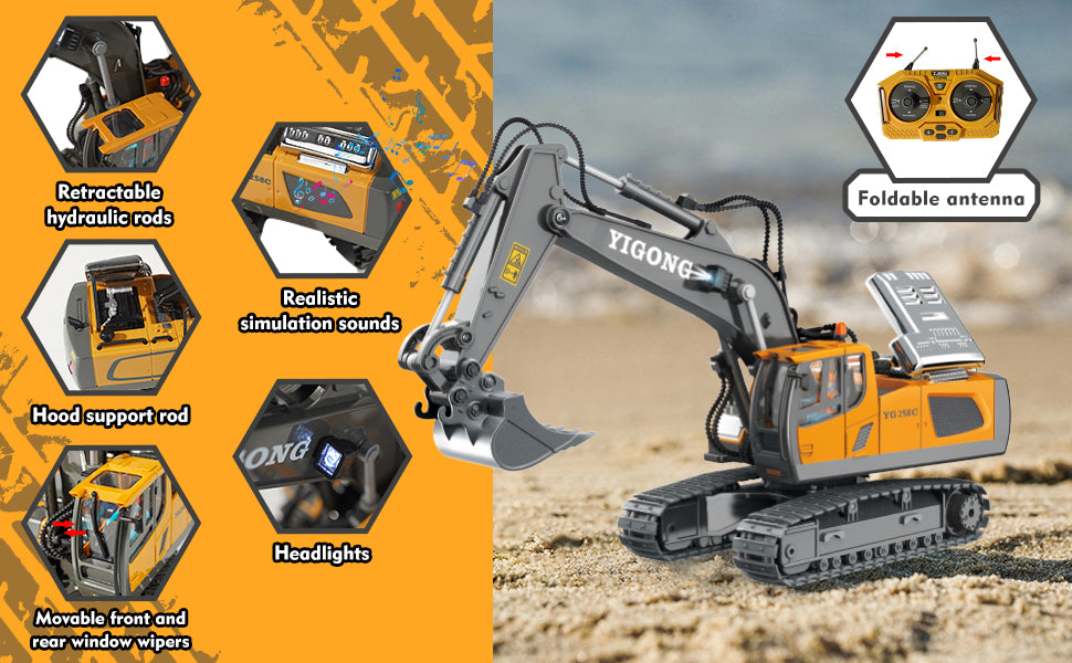 Auto Excavadora Todoterreno RC 4x4 a Batería (Drift, Acrobacias) Juguete Crawler Control Remoto para Niños Regalo