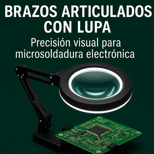 Brazos articulados con lupa – Precisión visual para electrónica y reparación