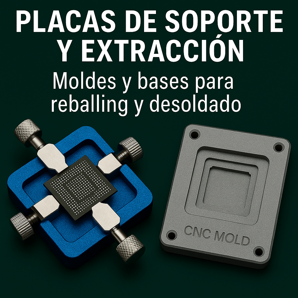 Placas de soporte y extracción – Moldes y bases para reballing y desoldado