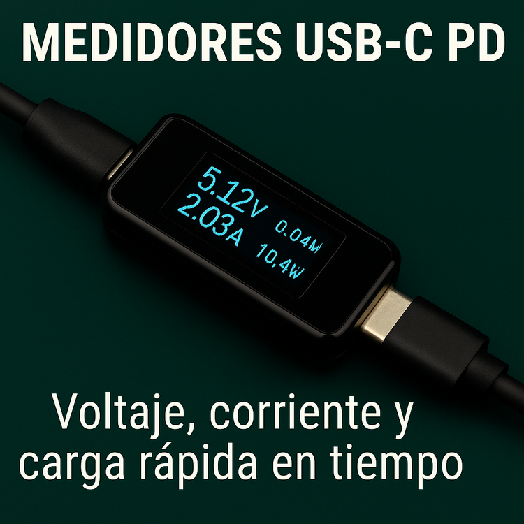 Medidores USB-C PD – Consumo, protocolos de carga y voltaje en tiempo real