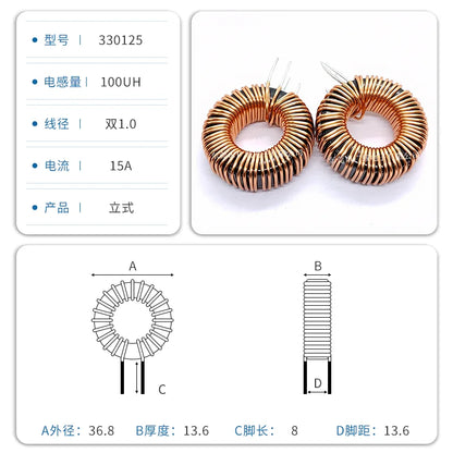 Inductor Toroidal Sendust Alta Corriente 330125 - Varios Valores (3.3uH a 1.5mH)