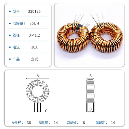 Inductor Toroidal Sendust Alta Corriente 330125 - Varios Valores (3.3uH a 1.5mH)