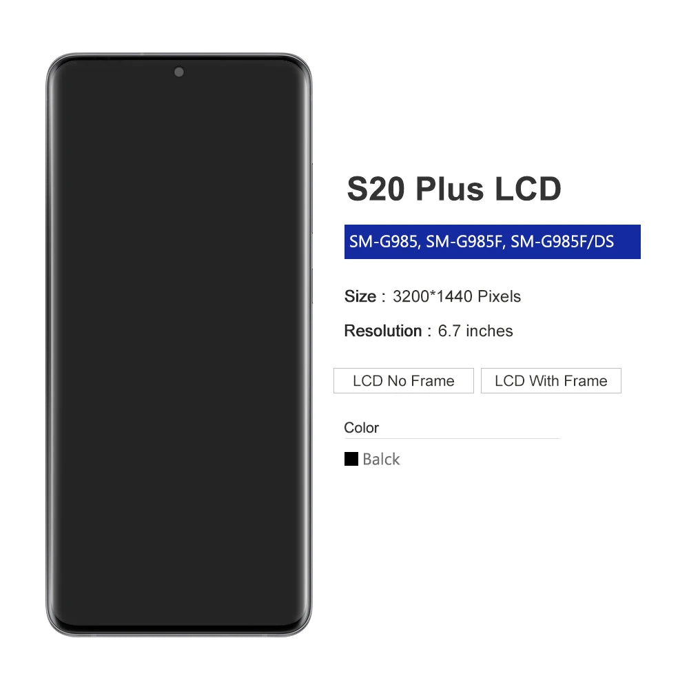 Repuesto de Pantalla AMOLED con Marco para Samsung Galaxy S20 Plus