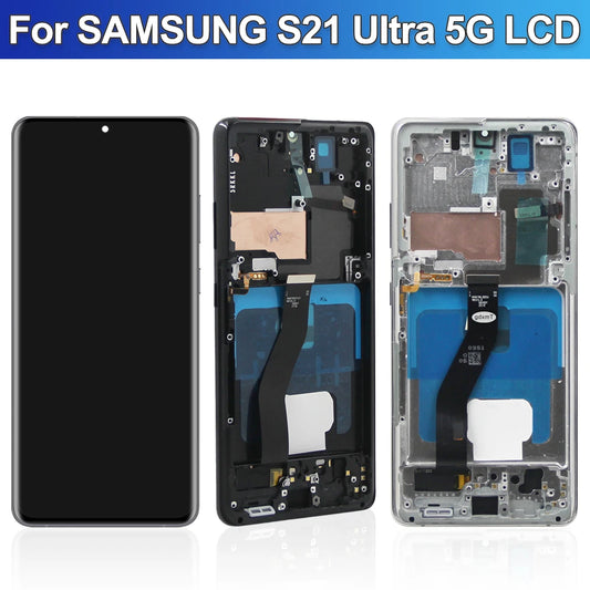 Pantalla S21 Ultra AMOLED para Samsung Galaxy S21 Ultra 5G G998B G998B/DS pantalla táctil Lcd con huellas dactilares con marco