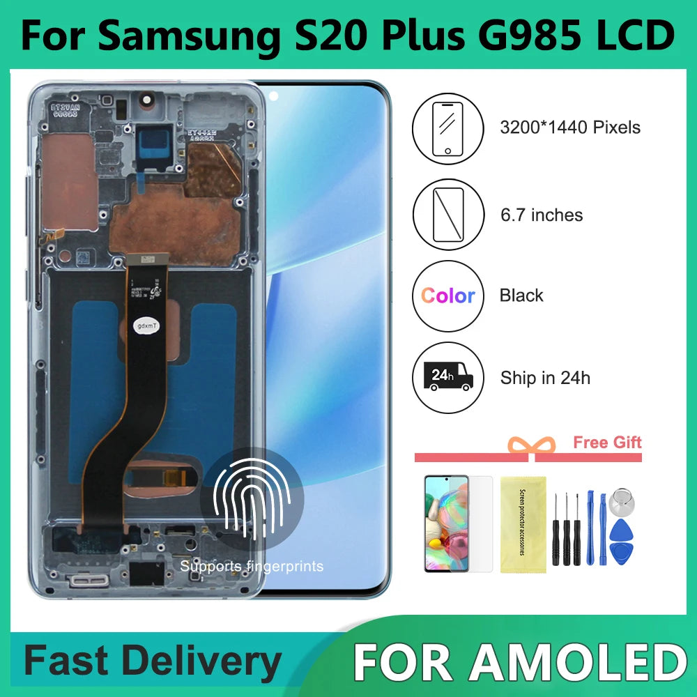 Repuesto de Pantalla AMOLED con Marco para Samsung Galaxy S20 Plus