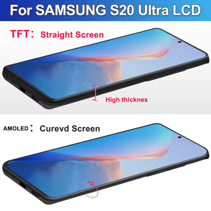 AMOLED/TFT S20 Ultra LCD con marco para Samsung S20 Ultra 5G LCD G988 G988B SM-G988U pantalla táctil digitalizador de repuesto