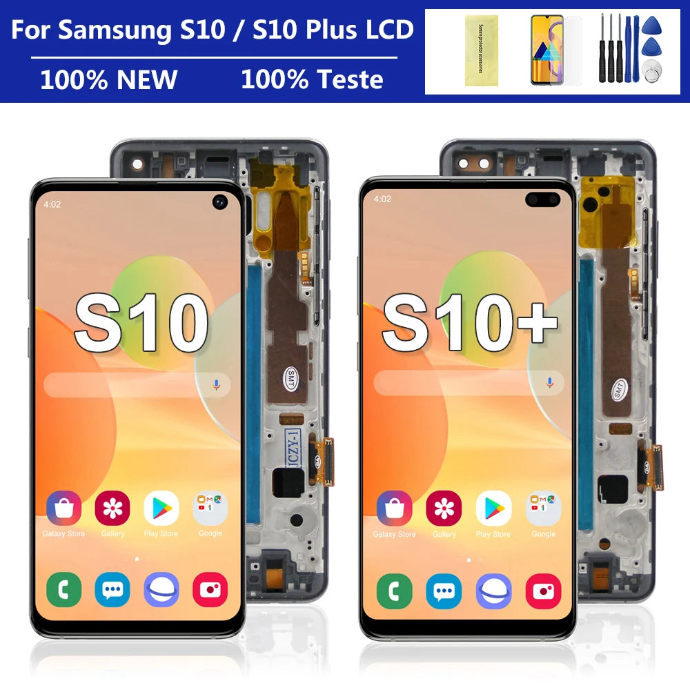 Pantalla LCD para SAMSUNG Galaxy S10 Plus, digitalizador de pantalla táctil con Marco, 100% probado, G973, G973F/DS, S10 +, G9750