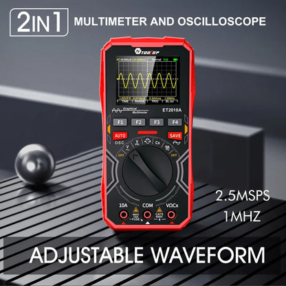 Osciloscopio y Multímetro Digital 2 en 1 Tooltop ET2010A (1MHz, 2.5MSps) Portátil