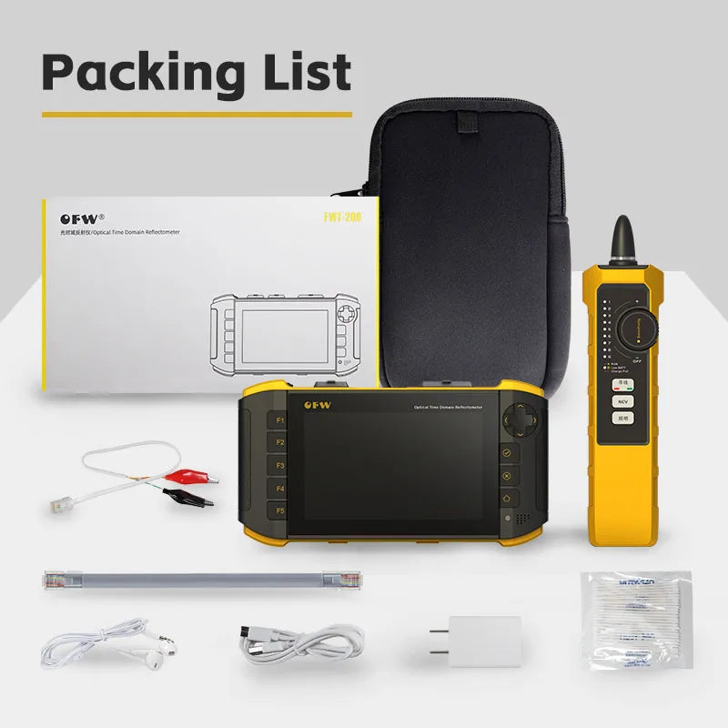 Mini OTDR OFW 2024 (Fibra Activa 1610nm, 20dB) - Reflectómetro Óptico Táctil (iOLA, OPM, VFL, Mapa Eventos)