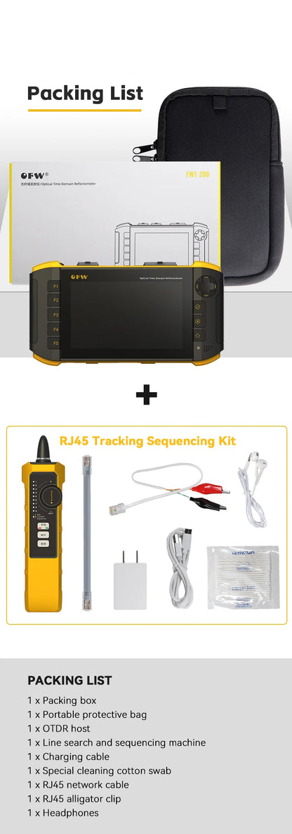Mini OTDR OFW 2024 (Fibra Activa 1610nm, 20dB) - Reflectómetro Óptico Táctil (iOLA, OPM, VFL, Mapa Eventos)