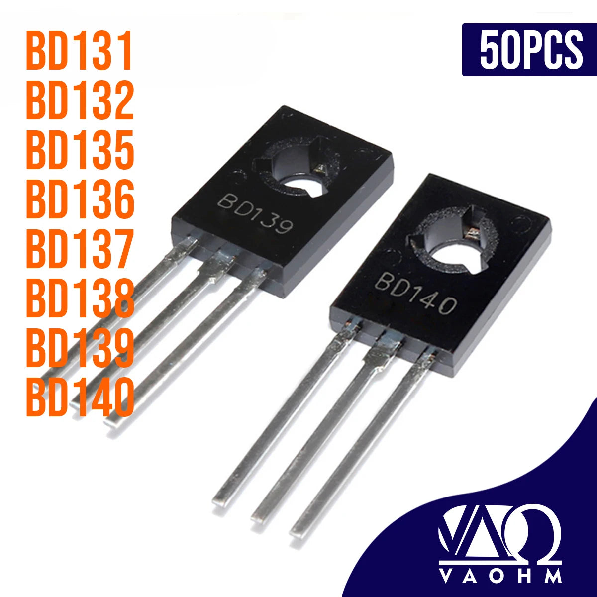 Transistor NPN/PNP Complementario TO-126 - Pares (BD131/132 a BD139/140) - Lote 50 Piezas (Mixto o a elegir)