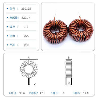 Inductor Toroidal Sendust Alta Corriente 330125 - Varios Valores (3.3uH a 1.5mH)