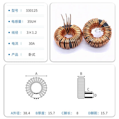 Inductor Toroidal Sendust Alta Corriente 330125 - Varios Valores (3.3uH a 1.5mH)
